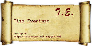 Titz Evariszt névjegykártya
